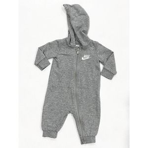 Gray Nike One Piece | Infants Zip Front Long-Sleeve Hooded Coverall
